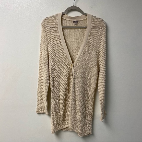 J Jill Textured Oatmeal Longline Cardigan Cotton Wool Blend Size Large - Picture 1 of 6